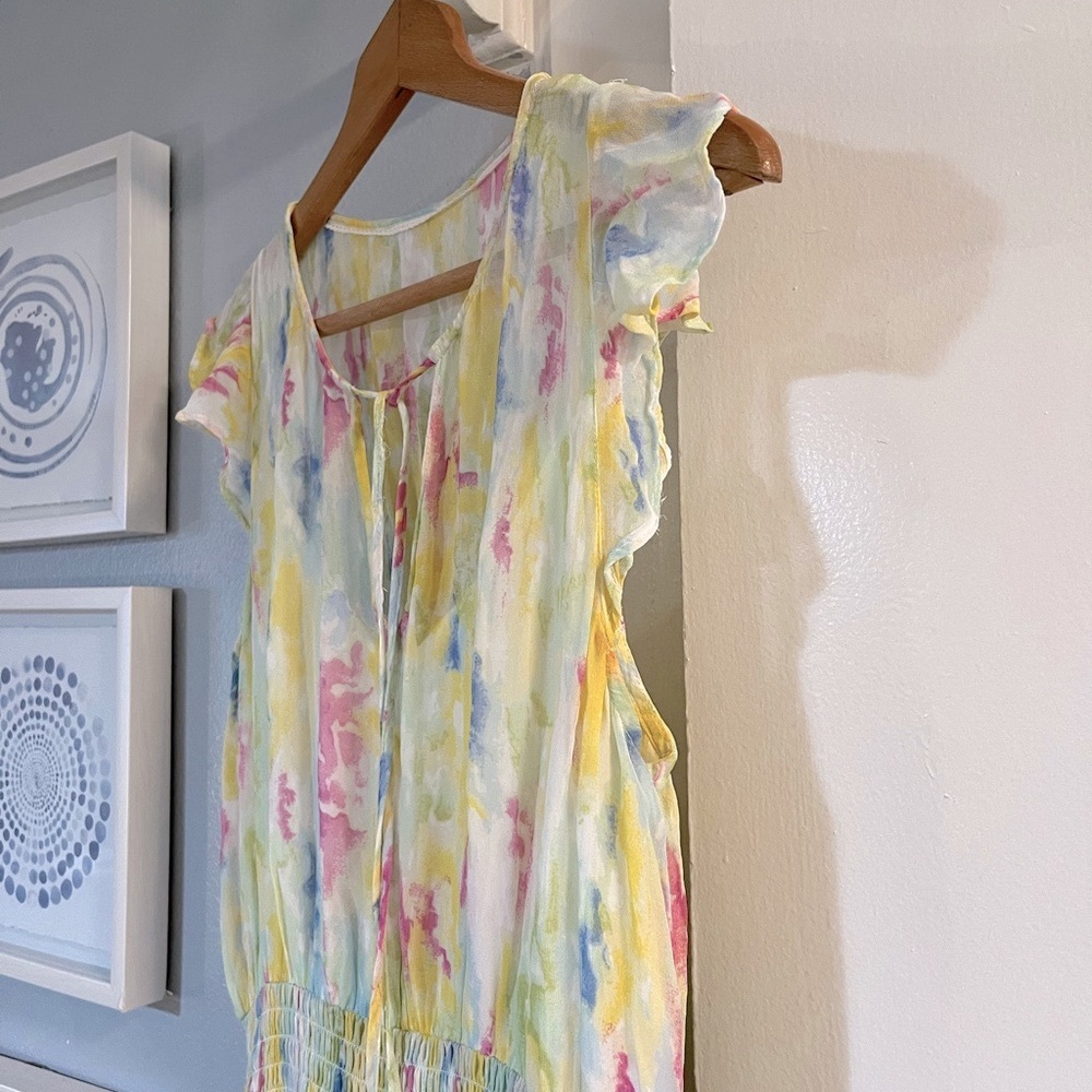ANTHROPOLOGIE Watercolor Women’s Maxi Dress Smocked Waist Lightweight Size 10 - Picture 7 of 10